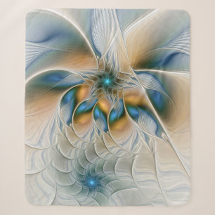 Zwevende, abstracte fantasie fractale kunst in bla sherpa deken