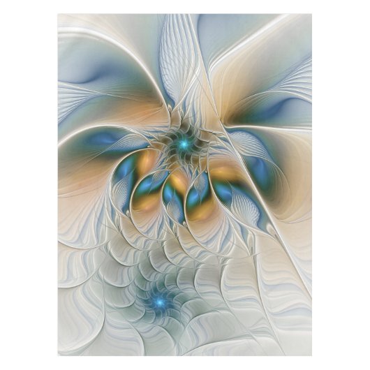 Zwevende, abstracte fantasie fractale kunst in bla tafelkleed (Voorkant)