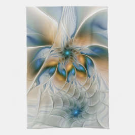 Zwevende, abstracte fantasie fractale kunst in bla theedoek