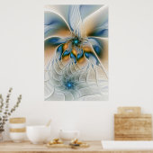 Zwevende, Abstracte Fantasie Fractale Kunst Met Bl Poster (Keuken)
