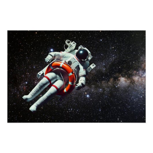 Zwevende astronaut perfect poster (Voorkant)