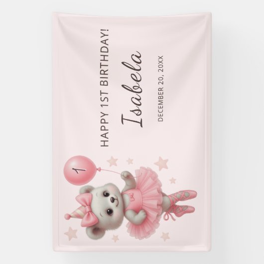 Zwevende Ballerina Beer Verjaardagsbanner Spandoek (Verticaal)