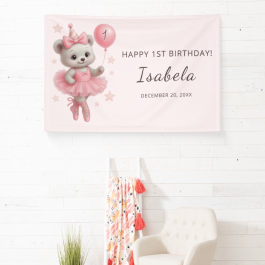 Zwevende Ballerina Beer Verjaardagsbanner Spandoek (Insitu)