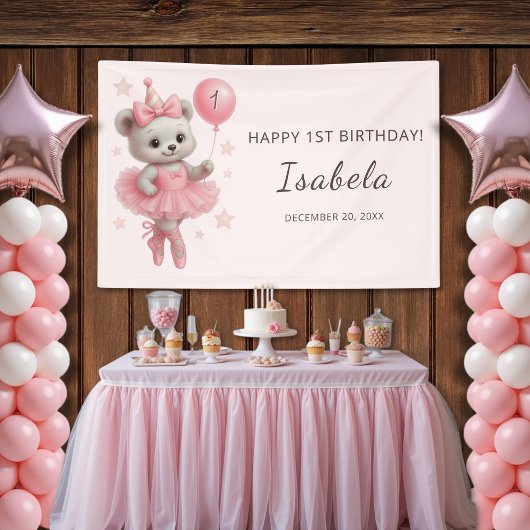 Zwevende Ballerina Beer Verjaardagsbanner Spandoek