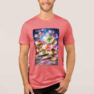 Zwevende Euro Bankbiljetten – Geldregen Abstract Tri-Blend Shirt