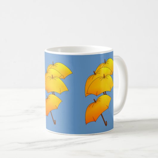 Zwevende gele paraplu koffiemok (Voorkant rechts)