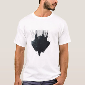 Zwevende gotische kathedraal surreële grafische T- T-shirt