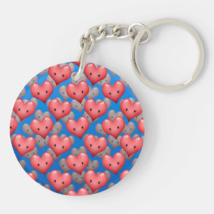 Zwevende harten op blauw sleutelhanger