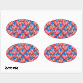 Zwevende harten op een blauwe achtergrond ovale sticker (Vel)