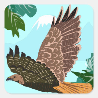 Zwevende Havik Cadeaubijsluiter Vierkante Sticker