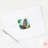 Zwevende Havik Cadeaubijsluiter Vierkante Sticker (Envelop)
