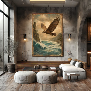 Zwevende Horizon — Midden-eeuwse Retro Vintage Poster