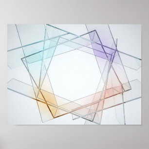 Zwevende Iridiserende Glasplaten Geometrische Wand Poster
