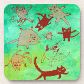 zwevende katten bier onderzetter (Voorkant)