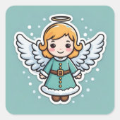 zwevende kerstengel vierkante sticker (Voorkant)