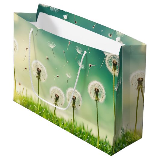 Zwevende Paardenbloempluizen Groot Cadeauzakje (Voorkant Gekanteld)