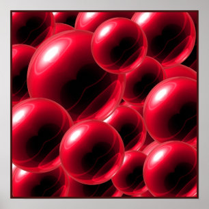 Zwevende Rode Bollen Acryl Wandkunst Poster