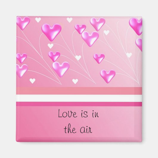 Zwevende Roze Harten Magneet (Voorkant)