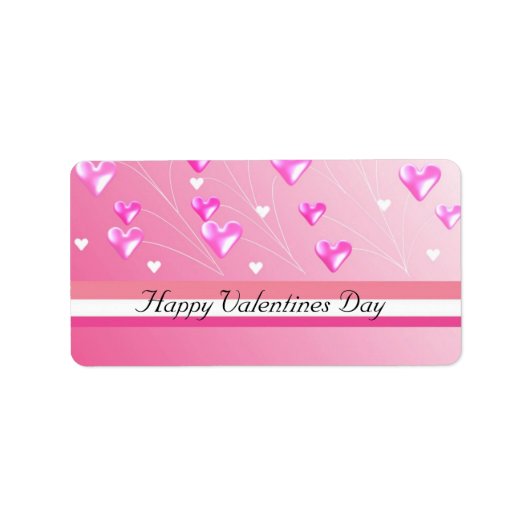 Zwevende Roze Valentijnsharten Etiket (Voorkant)