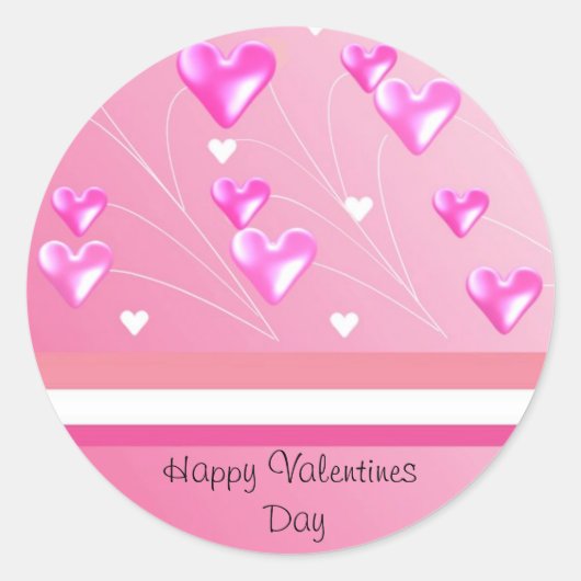 Zwevende Roze Valentijnsharten Ronde Sticker (Voorkant)