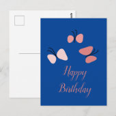 Zwevende Roze Vlinders Gelukkige Verjaardag Briefkaart (Voorkant / Achterkant)