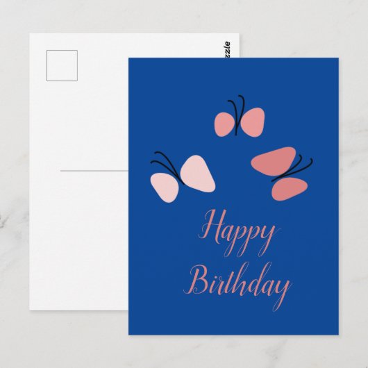 Zwevende Roze Vlinders Gelukkige Verjaardag Briefkaart (Voorkant / Achterkant)