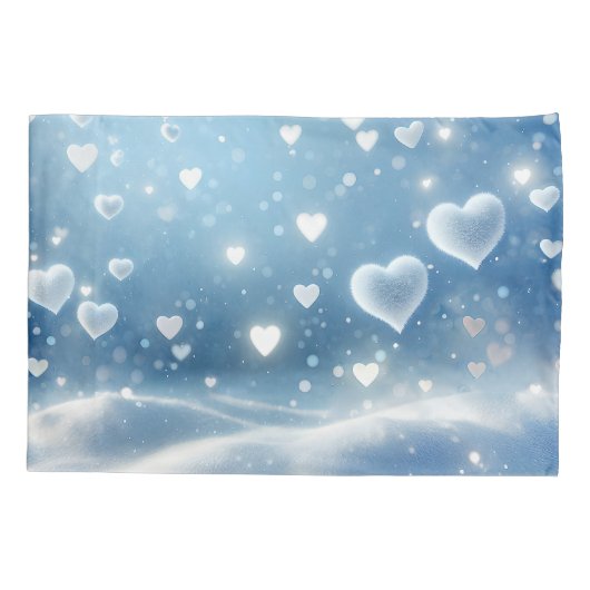 Zwevende sneeuwharten en sneeuwvlokken kussensloop (Achterkant-Links)