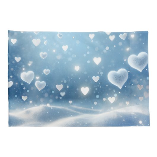 Zwevende sneeuwharten en sneeuwvlokken kussensloop (Achterkant-Rechts)