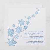 Zwevende sneeuwvlokken bruiloft aankondiging Kaart (Voorkant / Achterkant)