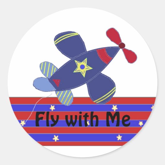Zwevende Vliegtuig Ronde Sticker (Voorkant)