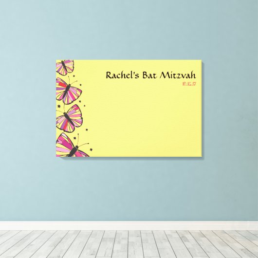 ZWEVENDE VLINDER Bat Mitzvah Inlogbord Canvas Afdruk (Insitu (Houten vloer))