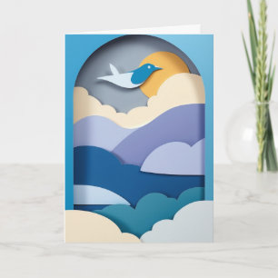 Zwevende Vogel Boven Zonnige Bergen Kaart