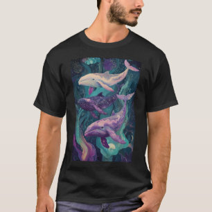 Zwevende Walvissen In Het Stille Blauwe T-shirt