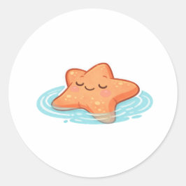 Zwevende Zeester Ronde Sticker