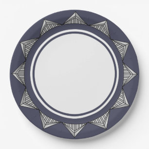 Zweverige Art Deco op Blauwe Papieren Bord