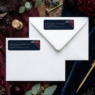 Zweverige Bloemendiepe Blauwe Elegante Retouradres Etiket