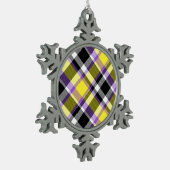 Zweverige Eclectische Boho Nonbinary Gestreepte Pr Tin Sneeuwvlok Ornament (Links)