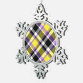 Zweverige Eclectische Boho Nonbinary Gestreepte Pr Tin Sneeuwvlok Ornament (Rechts)