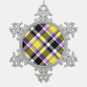 Zweverige Eclectische Boho Nonbinary Gestreepte Pr Tin Sneeuwvlok Ornament