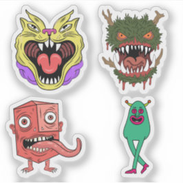 Zwier Karakter met Retro Kleuren en Vreemde Vorm Sticker