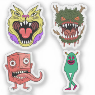 Zwier Karakter met Retro Kleuren en Vreemde Vorm Sticker