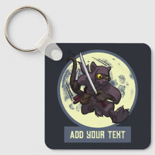 Zwierachtige Zwarte Kat Ninja Alternatieve Dier Ku Sleutelhanger