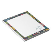 Zwierig Abstract Bloemmotief Monogram Notitieblok (Schuin)
