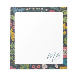 Zwierig Abstract Bloemmotief Monogram Notitieblok