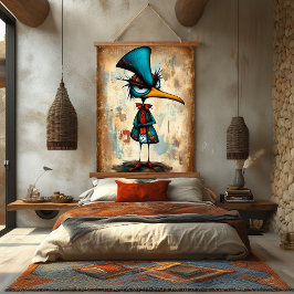 Zwierige Abstracte Pinguïn Karakter Kunst Hangend Wandkleed