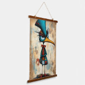 Zwierige Abstracte Pinguïn Karakter Kunst Hangend Wandkleed (Gebogen)