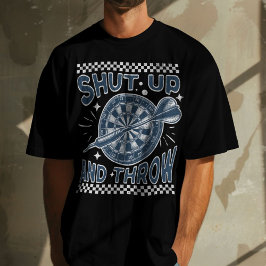 Zwijg en gooi darts grappig zwart t-shirt