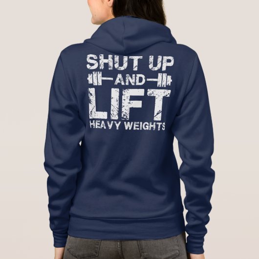 Zwijg en til zware gewichten op hoodie (Achterkant)