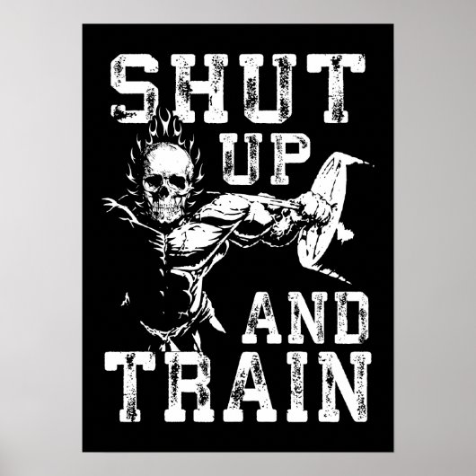 Zwijg en train - Gym Workout Motivatie Poster (Voorkant)