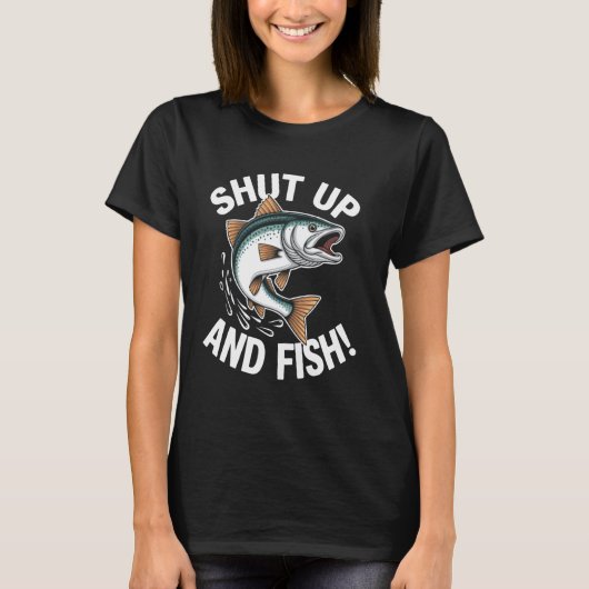 Zwijg en vis grappig vis ontwerp t-shirt (Voorkant)